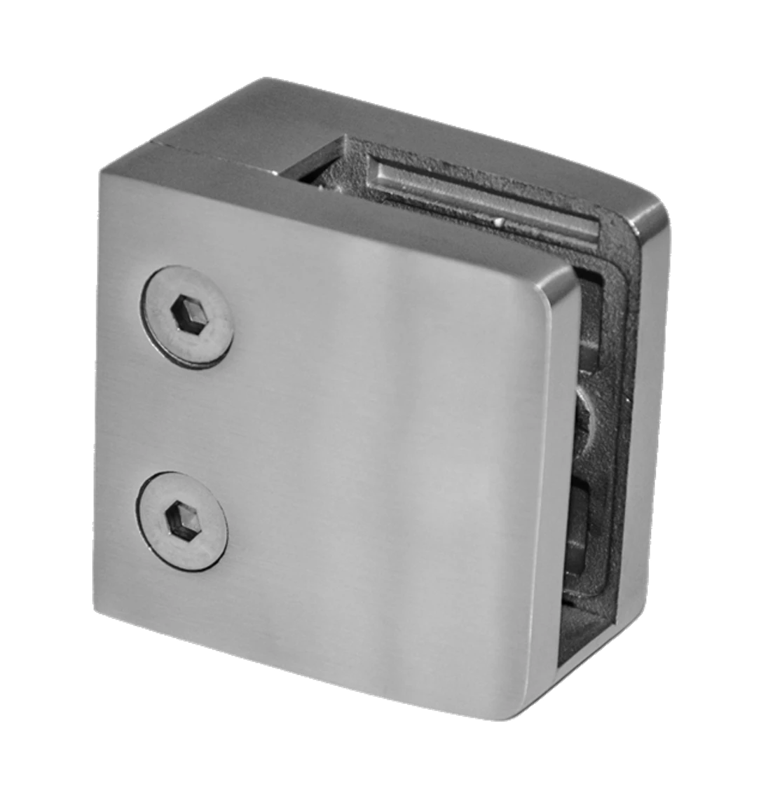 Svorka plochá na jekl 40x40mm, sklo 8-12.76mm, broušená AISI304