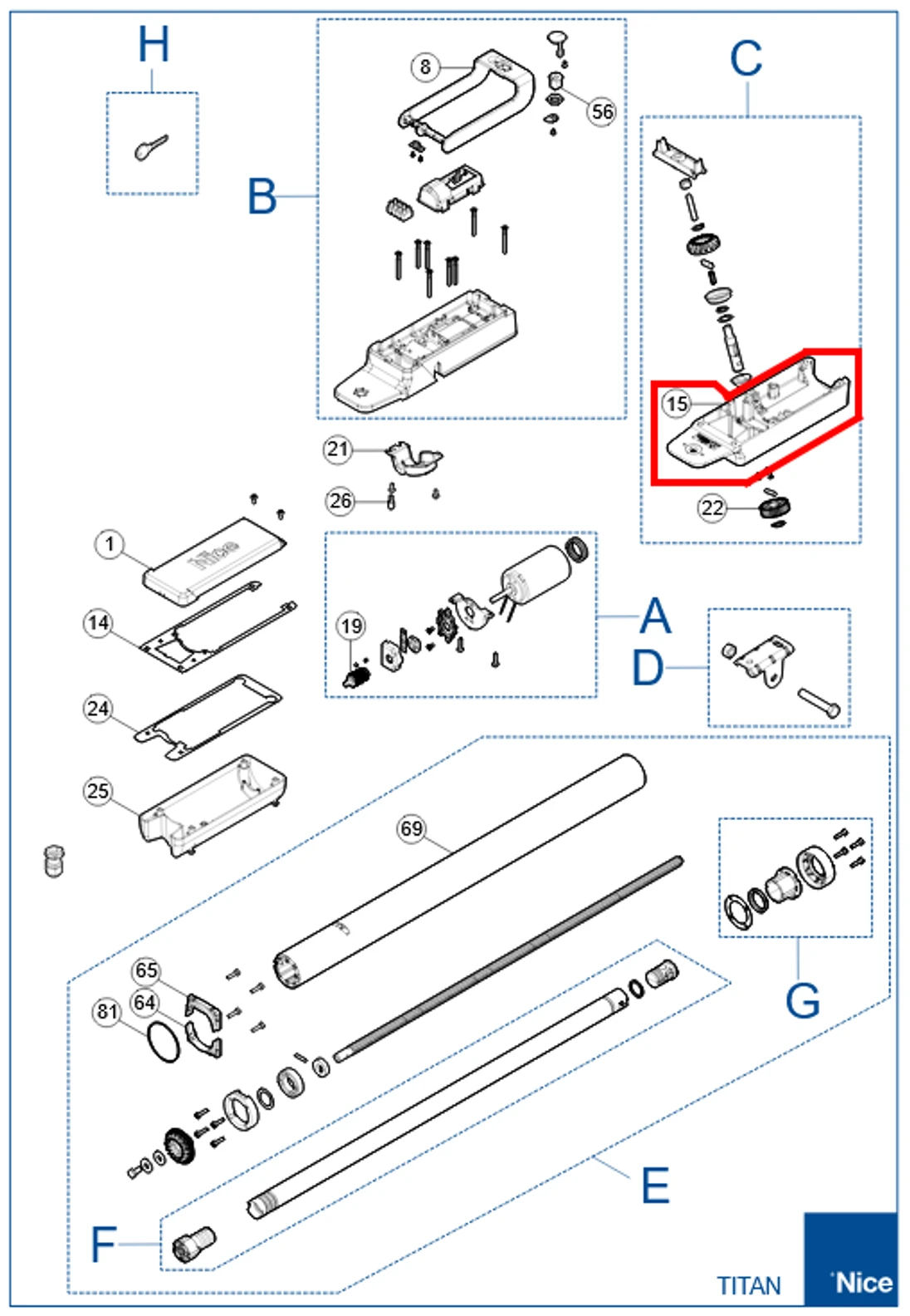 PD0927A3001 Spodná polovina lakovaného  krytu motora TITAN TTN3724HS, TTN6024HS
