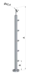 Nerezový sloup, vrchní kotvení, 5řadový, průchozí