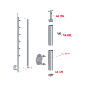 Nerezový sloup, boční kotvení, 6řadový průchozí - slide 2