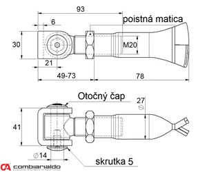 Záves M20 na chemickú kotvu, 90°, 1D s kontramaticou - slide 1