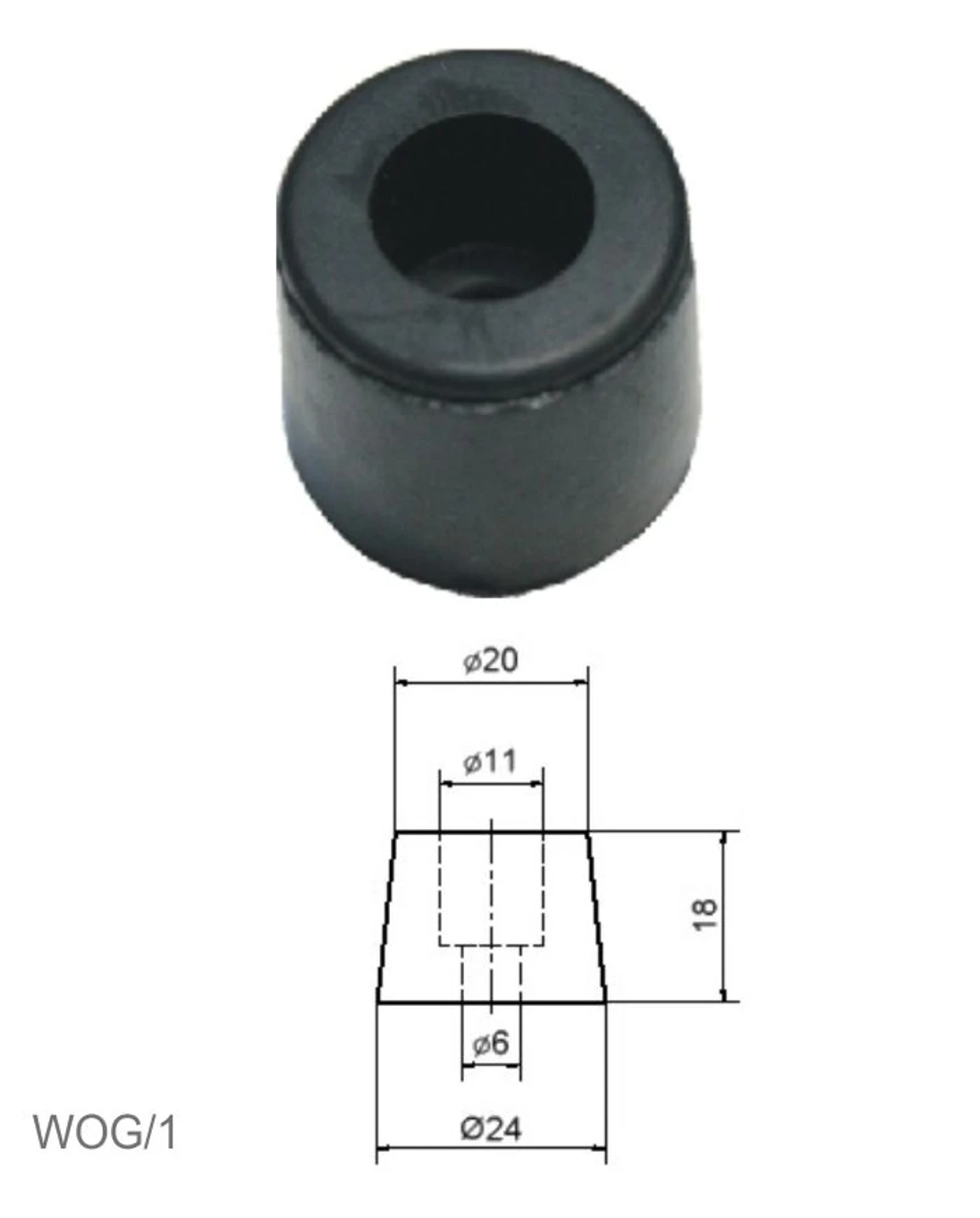 Doraz gumený ø 24 x 18 mm