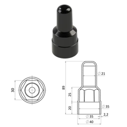 Krytka plastová na matice a šrouby M20, prodloužená, černá