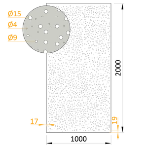 Dierovaný plech Zn 1000 x 2000 x 1,5 mm, kruhové otvory - slide 1