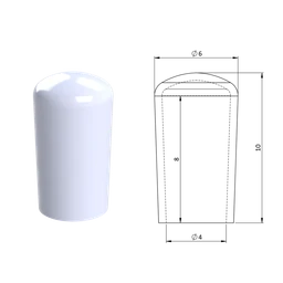 Vnější krytka PVC ø 6 x 10 mm, otvor 4 x 8 mm, bílá