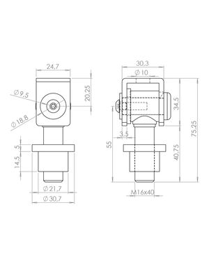 Navařovací pant M16, otevíratelný, nastavitelný 1D, AISI304 - slide 1
