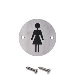 Piktogram `Dámy`, kulatý, broušená nerez AISI304