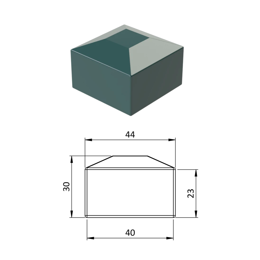 Vonkajšia krytka 40 x 40 mm, plastová PE