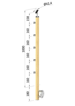 Dřevěný sloup, boční kotvení, 5řadový, průchozí, vnější - slide 0