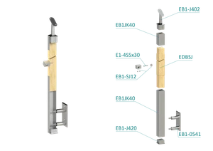 Dřevěný sloup, boční kotvení, 4řadový, průchozí, vnější - slide 1