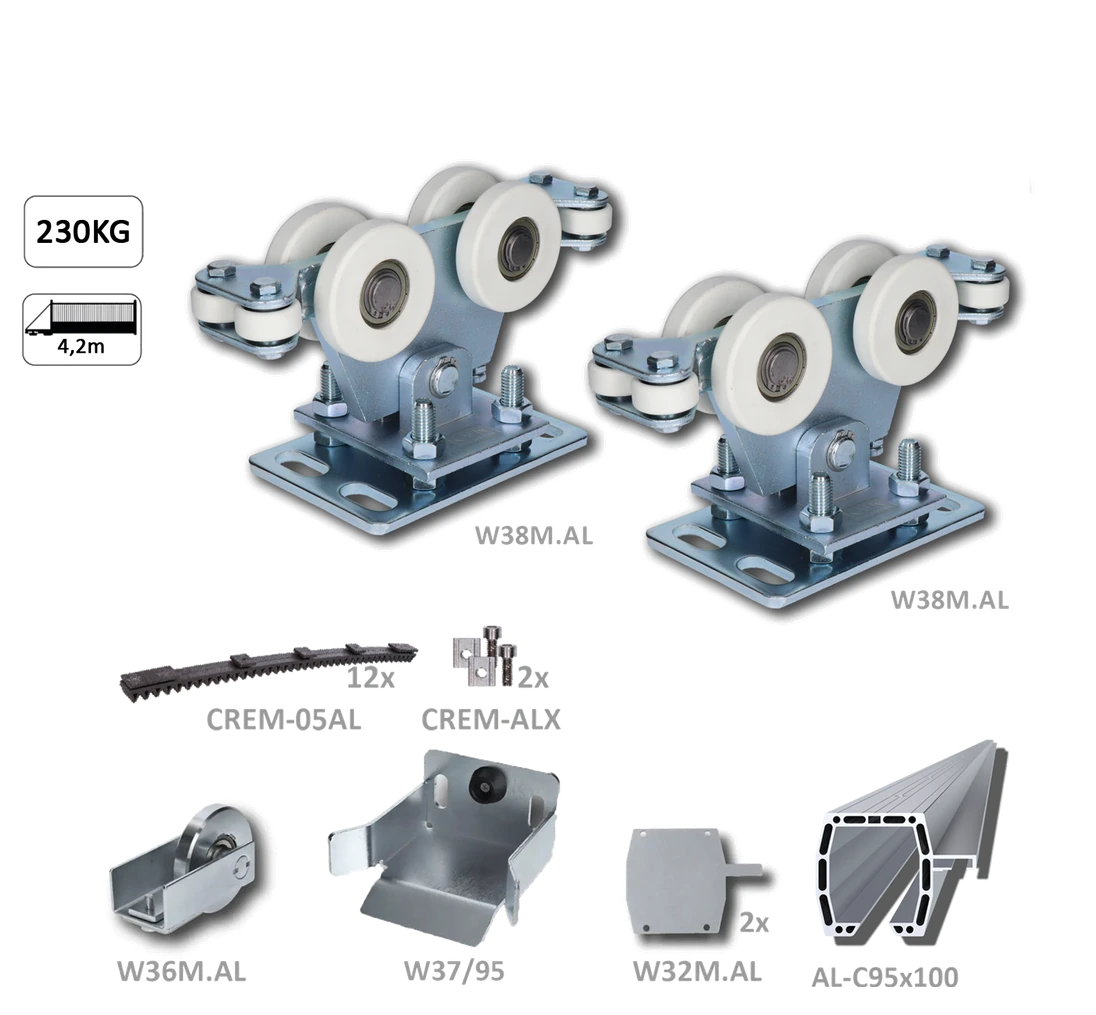 Samonos do 230 kg/4,2 m, profil 95 x 100 x 11 mm, hliník