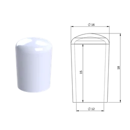 Vnější krytka PVC ø 16 x 18 mm, otvor 12 x 15 mm, bílá