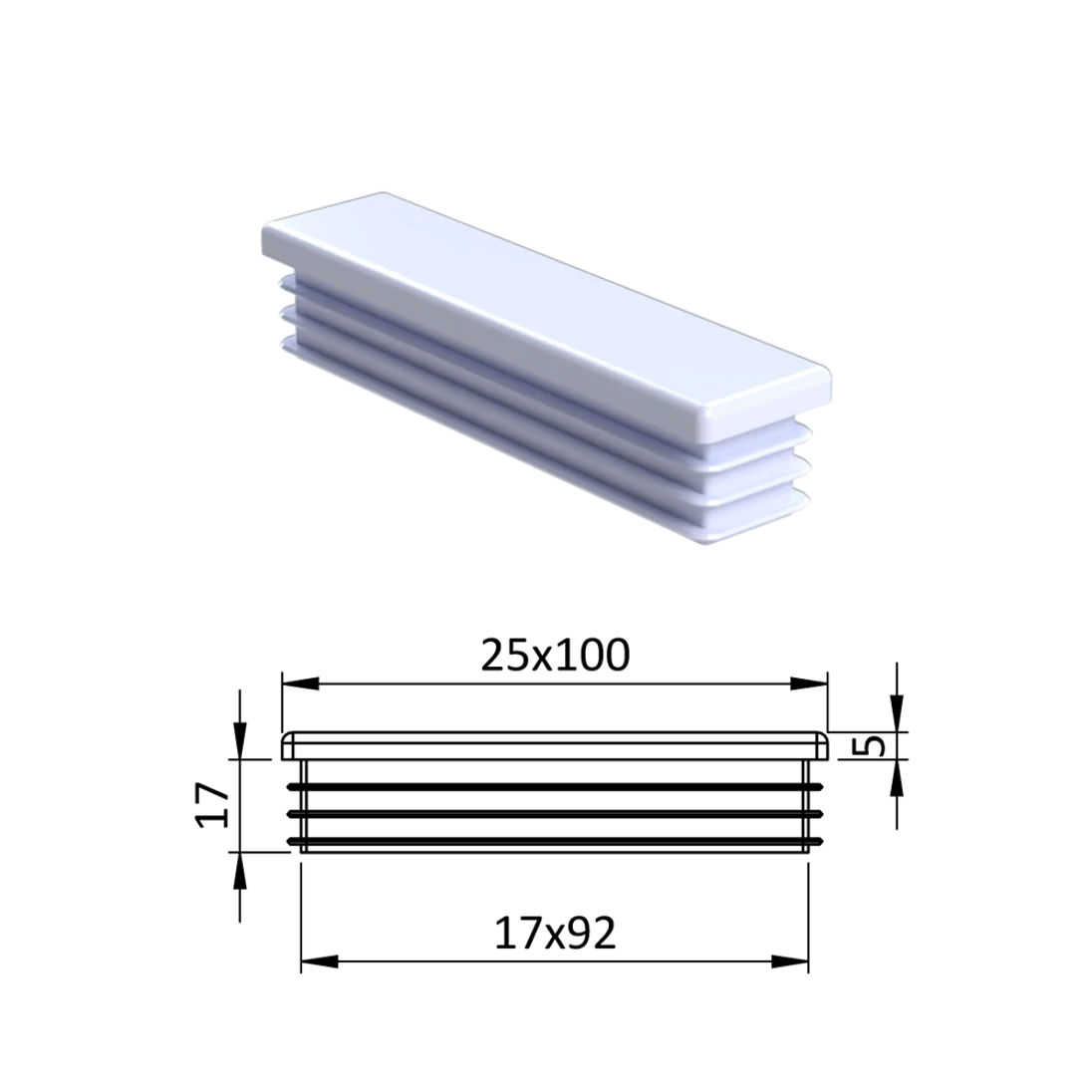 Krytka plastová 25 x 100 mm