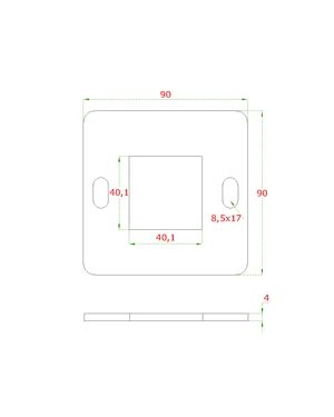 Kotviaca platňa 90 x 90 x 4 mm, brúsená nerez AISI 304 - slide 1