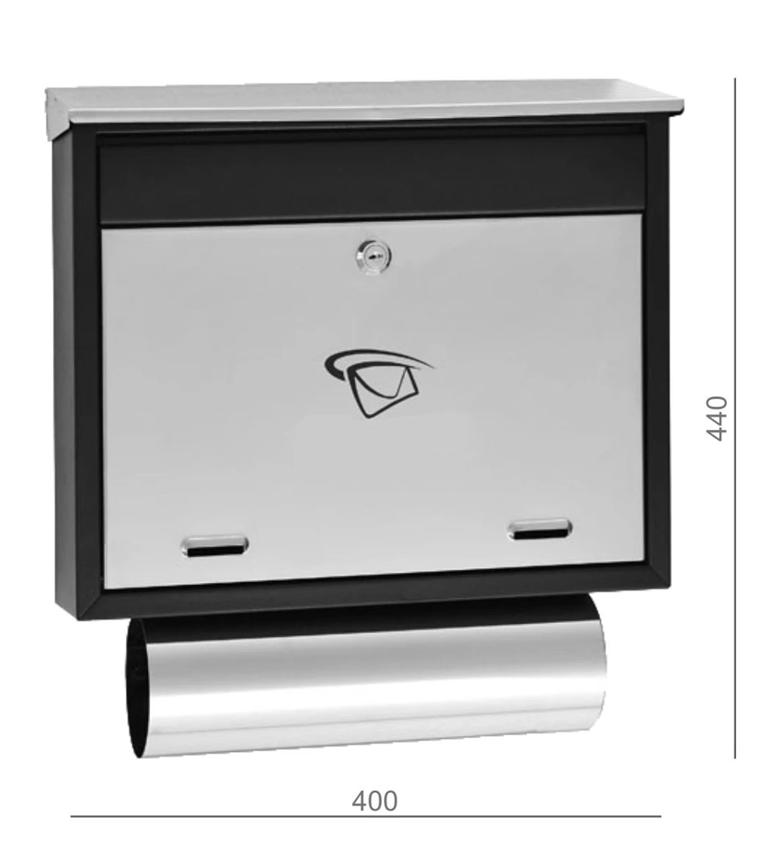 Schránka poštová, max. formát listu B4, AISI 430/čierna