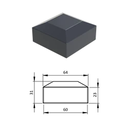 Vonkajšia krytka 60 x 60 mm, plastová PE, antracit
