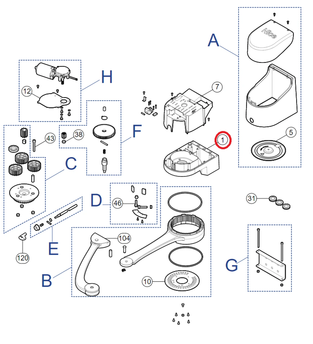 BMG2211R08.45673 podpěra motoru, lakovaná, pro uložení páky pro HOPP