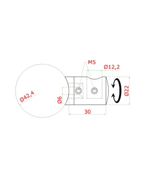 Držiak tyče ø 12 mm (L) na trubku ø 42,4 mm, AISI 304 - slide 1
