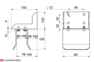 Doraz na bránu vrchný, 80 x 150 x 205 x 4 mm - slide 1
