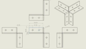 Montážní úhelník - 3x4 otvory pro profil 41x21 a 41x41 - slide 1