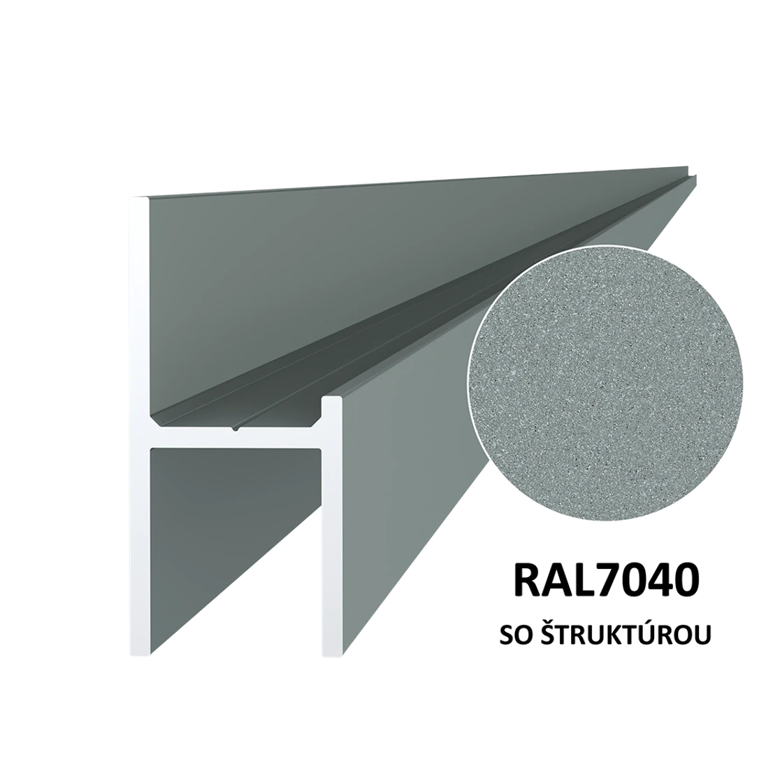 Hliníkový UT profil 20,5 x 44 x 6000 mm, štruktúra RAL 7040