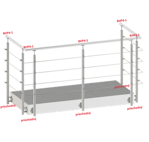 Nerezový stĺp, bočné kotvenie, 4-radový priechodný - slide 3