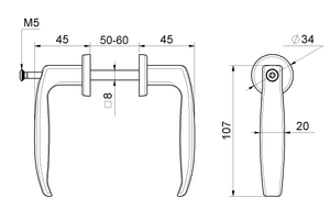 Kľučka Al, na profil 50 - 60 mm, čierna - slide 2