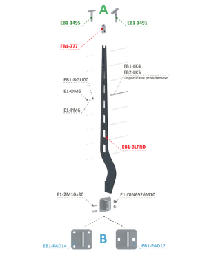 Kombinovaný Fe vypaľovaný stĺp, bočné kotvenie, 8-dierový - slide 1