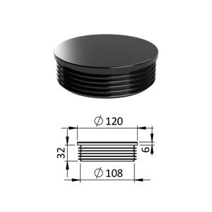 Vnútorná krytka guľatá ø 120 mm, plastová, čierna - slide 0
