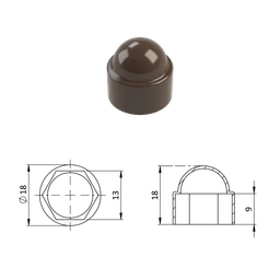 Krytka plastová na matice a skrutky M8, hnedá