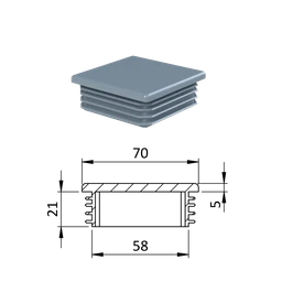 Krytka plastová 70 x 70 mm, šedá