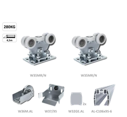 Samonos do 280 kg/4,5 m, profil 95 x 106  mm, hliník