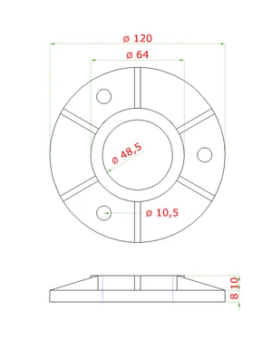 Príruba ø 120 mm na trubku ø 48,3 mm, nerez AISI 304 - slide 1