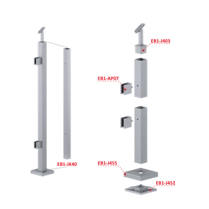 Nerezový stĺp, vrchné kotvenie, výplň: sklo, ľavý - slide 2