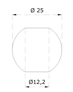 Guľa priechodná ø 25 mm na trubku ø 12 mm, brúsená AISI 304 - slide 1