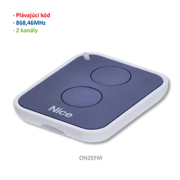 VÝYROBA UKONČENA - Vysílač 2-kanálový, 868,46 MHz, série ONE, plovoucí kód - NAHRAZENO MYGO2FM