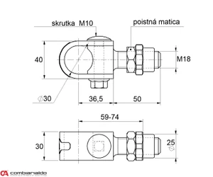 Záves nastaviteľný M18, navárací - slide 1