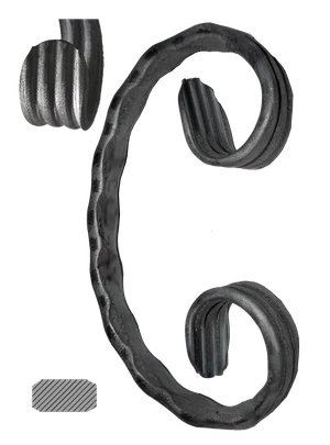 Céčko 130 x 75 mm, 12 x 6 mm, zdobené, široké rozkutie - slide 0