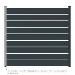 Plotové pole, hliníkové, šírkovo nastaviteľné, 2000 x 1757 mm