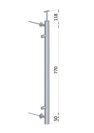 Nerezový stĺp, bočné kotvenie, výplň: plech, ľavý - slide 1