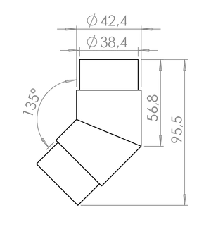 Spojka rohová 45° na trubku ø 42,4 mm, leštěná AISI 304 - slide 1