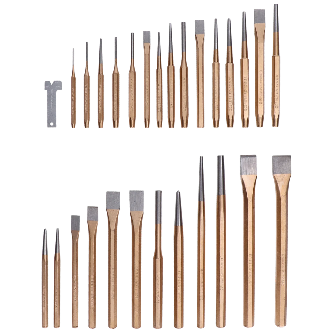 28 dílná sada dlátek, důlčíků a vyrážečů, uhlíková ocel