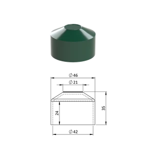 Vonkajšia krytka guľatá ø 42 mm, plastová PE, zelená - slide 0
