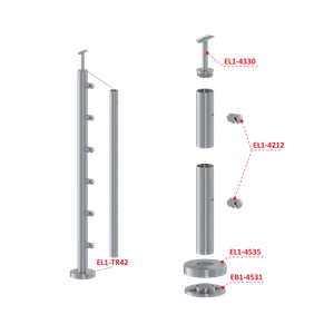 Nerezový sloup, vrchní kotvení, 6řadový průchozí - slide 2