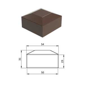 Vnější krytka 50 x 50 mm, plastová PE, hnědá - slide 0