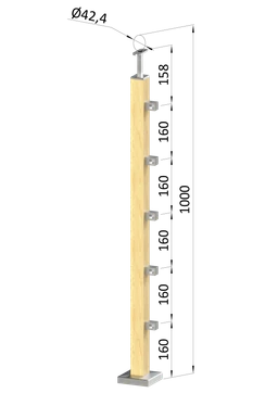 Dřevěný sloup, vrchní kotvení, 5řadový, průchozí