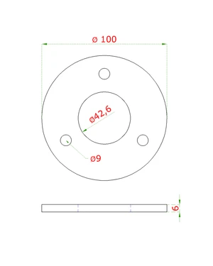 Kotviaca platňa ø 100 mm na trubku ø 42,4 mm, AISI 304 - slide 1