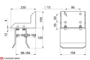 Doraz na bránu vrchný, 155 x 230 x 220 x 4 mm - slide 1