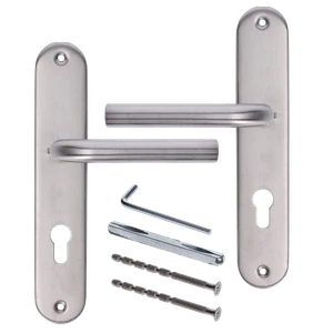 Oválna štítová kľučka, brúsená nerez AISI 304 - slide 1