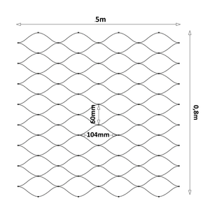 Čierna lanková sieť, 0,8 x 5 m, oko 60 x 104 mm, ø 2 mm, AISI 304 - slide 0